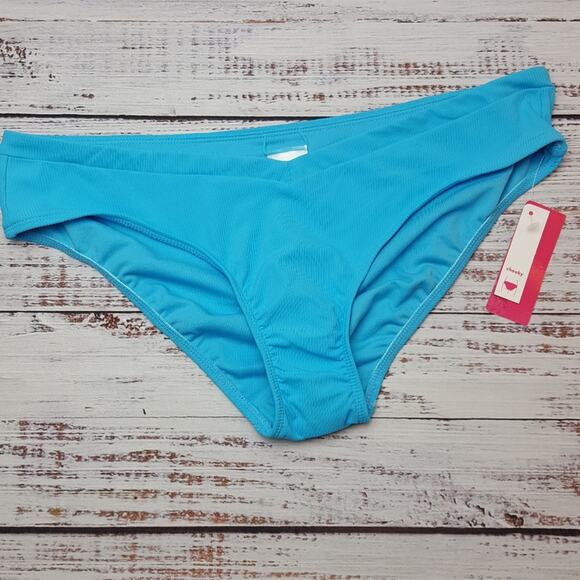 Xhilaration Ribbed V Cheeky Turquoise Blue Bikini Bottom | Large - Picture 1 of 7